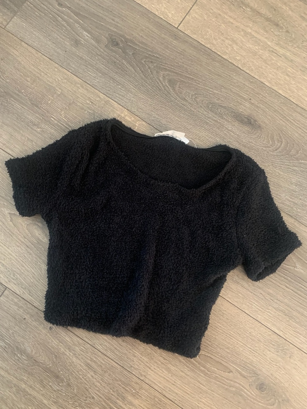 Urban Renewal Urban Outfitters Fuzzy Teddy Knit Short Sleeve Sweater Crop Top